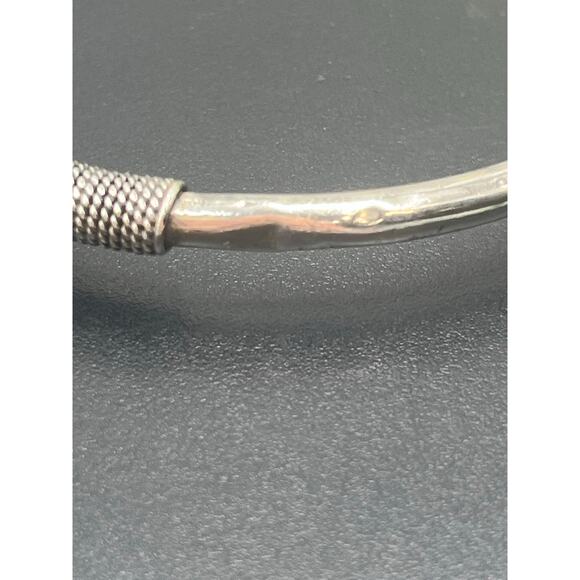 Sterling Silver Three Rope Ball Twisted Bali Style Bangle Bracelet Sz 7.5-8 - Picture 7 of 13